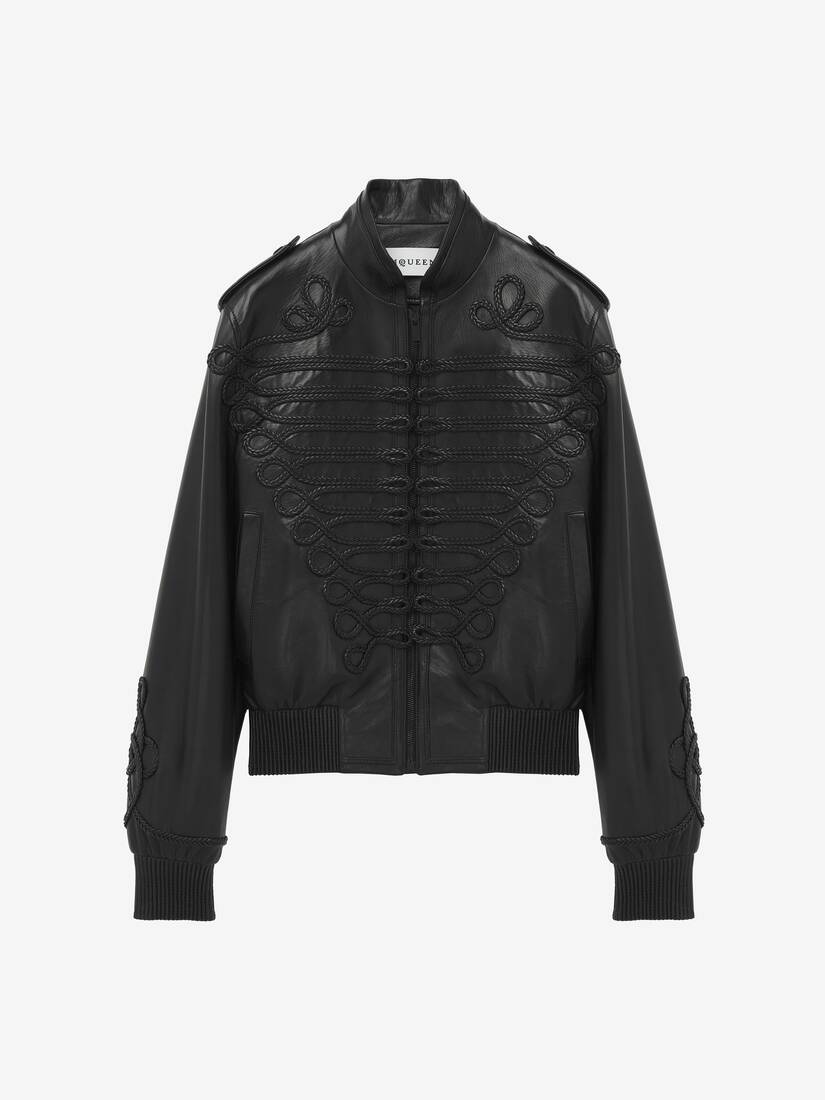 Alexander McQueen 盘扣风格刺绣皮革夹克