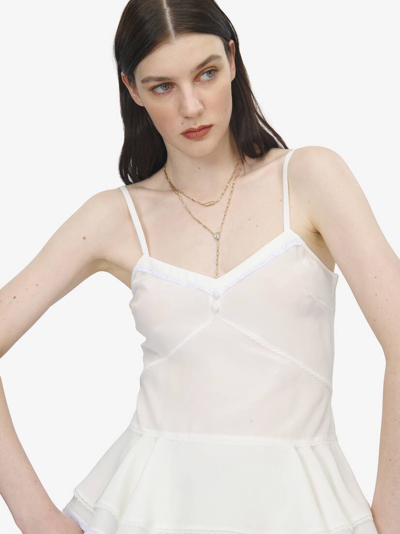 Alexander McQueen 桑蚕丝腰饰裙摆吊带上衣