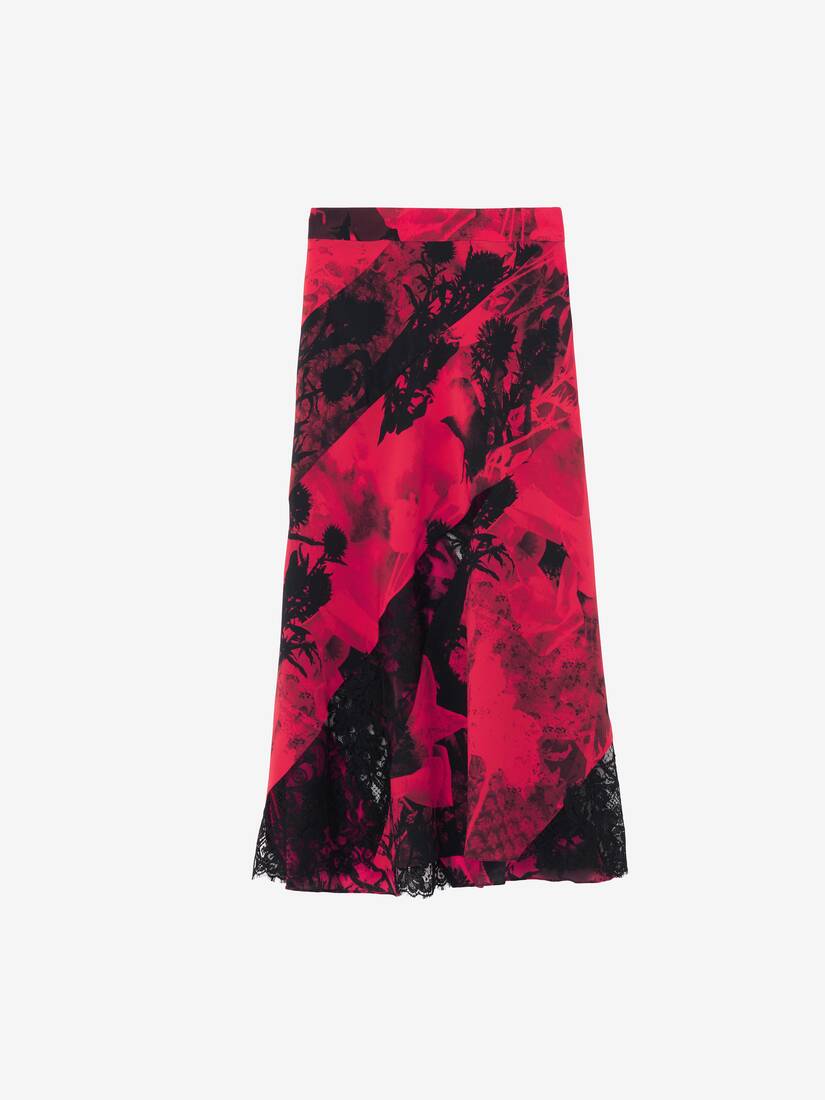 Alexander McQueen 花卉斜裁中长半身裙