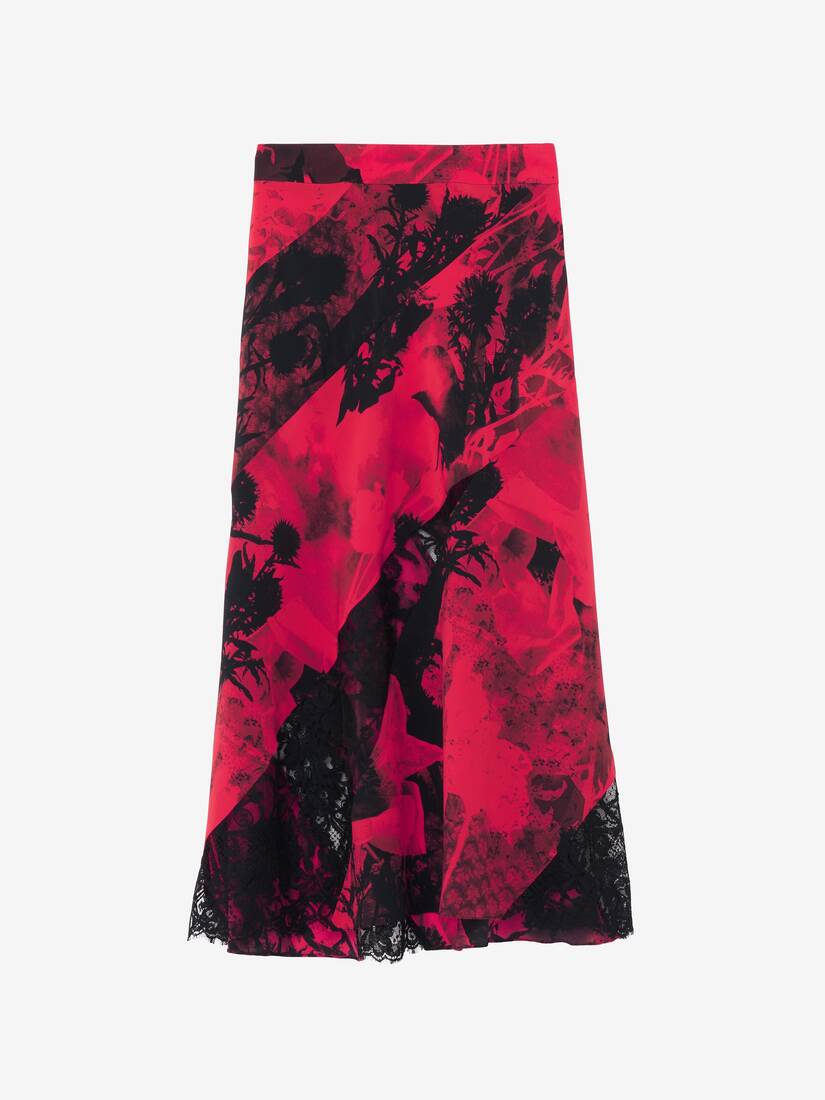 Alexander McQueen 花卉斜裁中长半身裙