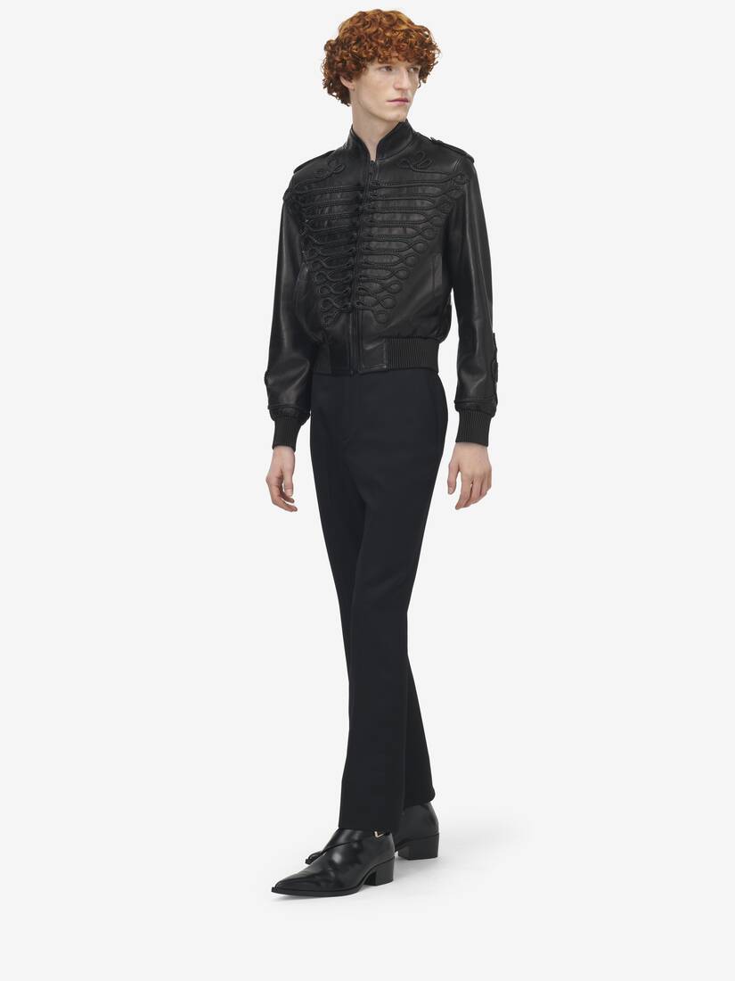 Alexander McQueen 盘扣风格刺绣皮革夹克