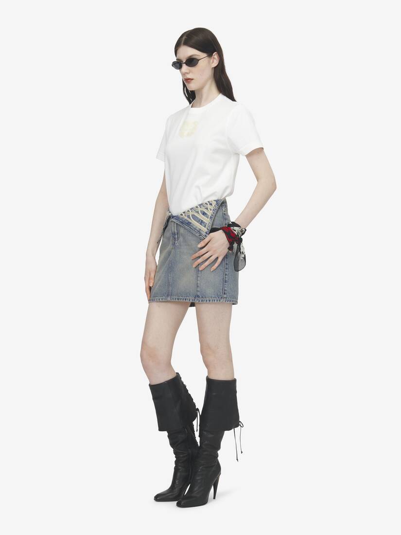 Alexander McQueen 金属感盘扣风格翻边迷你裙