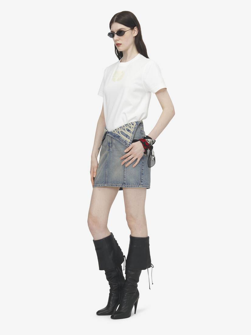 Alexander McQueen 金属感盘扣风格翻边迷你裙
