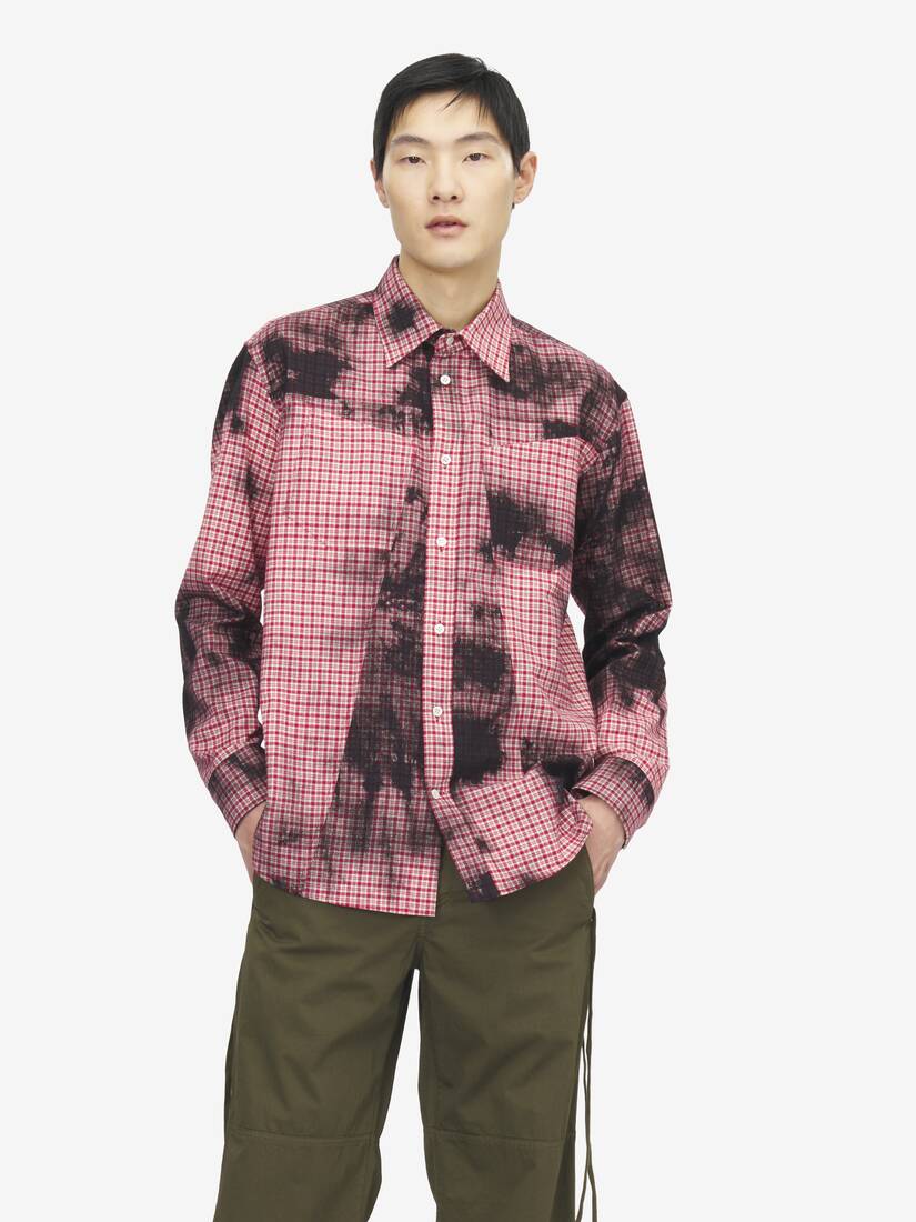 Alexander McQueen 法兰绒格纹扎染衬衫