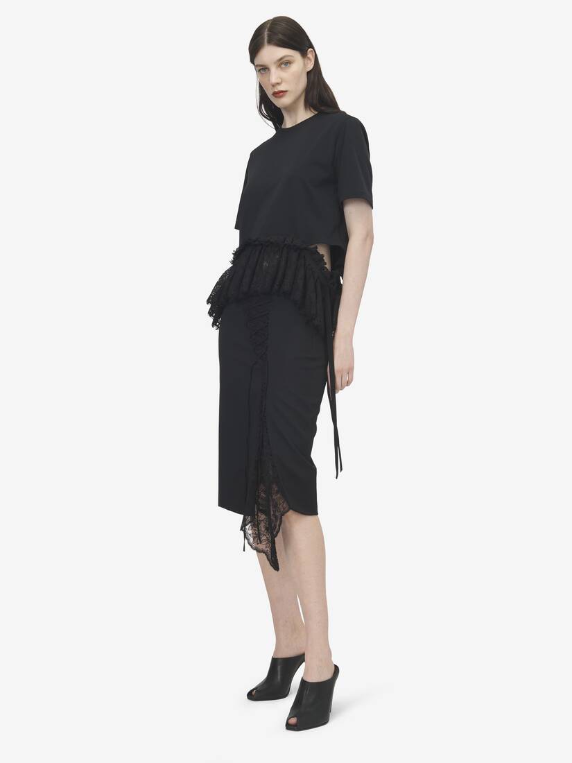 Alexander McQueen 蕾丝腰饰裙摆T恤