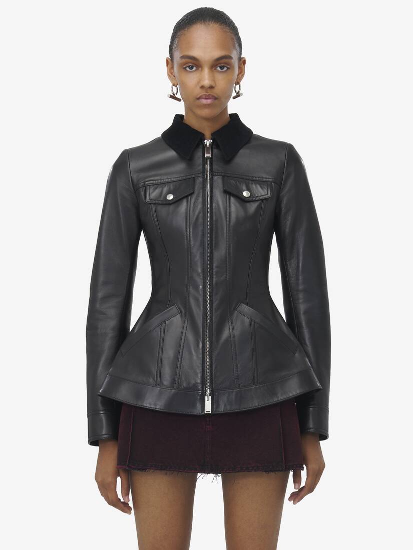 Alexander McQueen 收腰皮革夹克