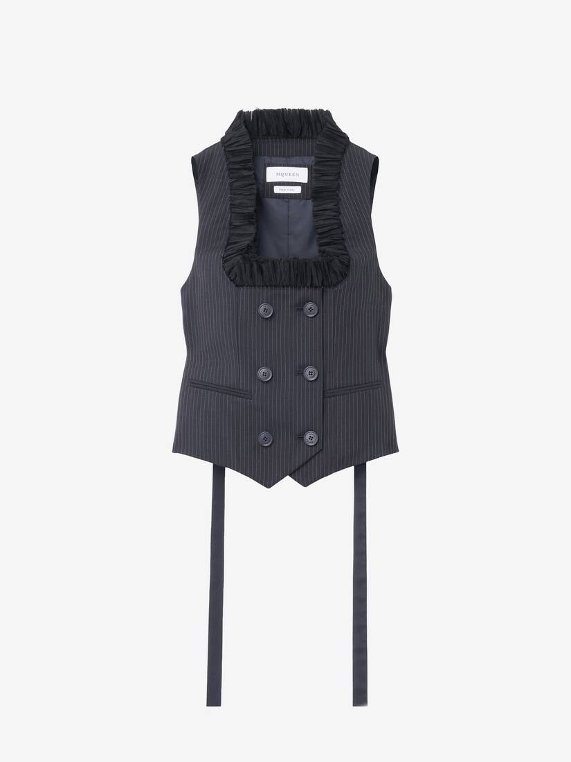 Alexander McQueen 细条纹精裁马甲