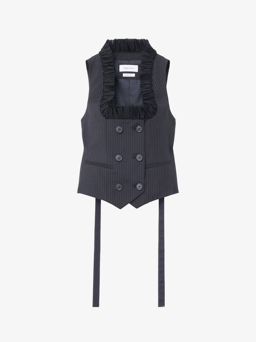 Alexander McQueen 细条纹精裁马甲
