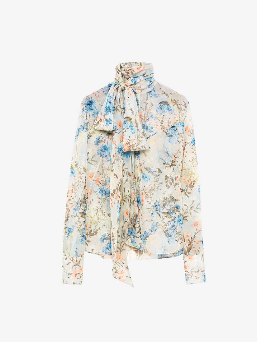 Alexander McQueen 壁纸花卉系带领衬衫