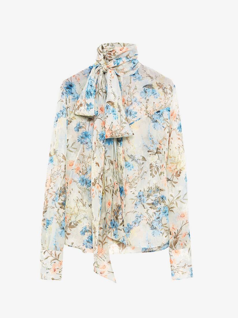 Alexander McQueen 壁纸花卉系带领衬衫