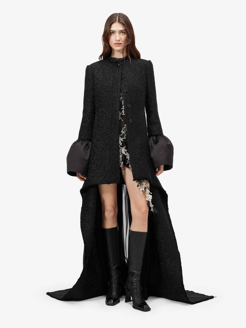 Alexander McQueen 金属感粗花呢前短后长大衣