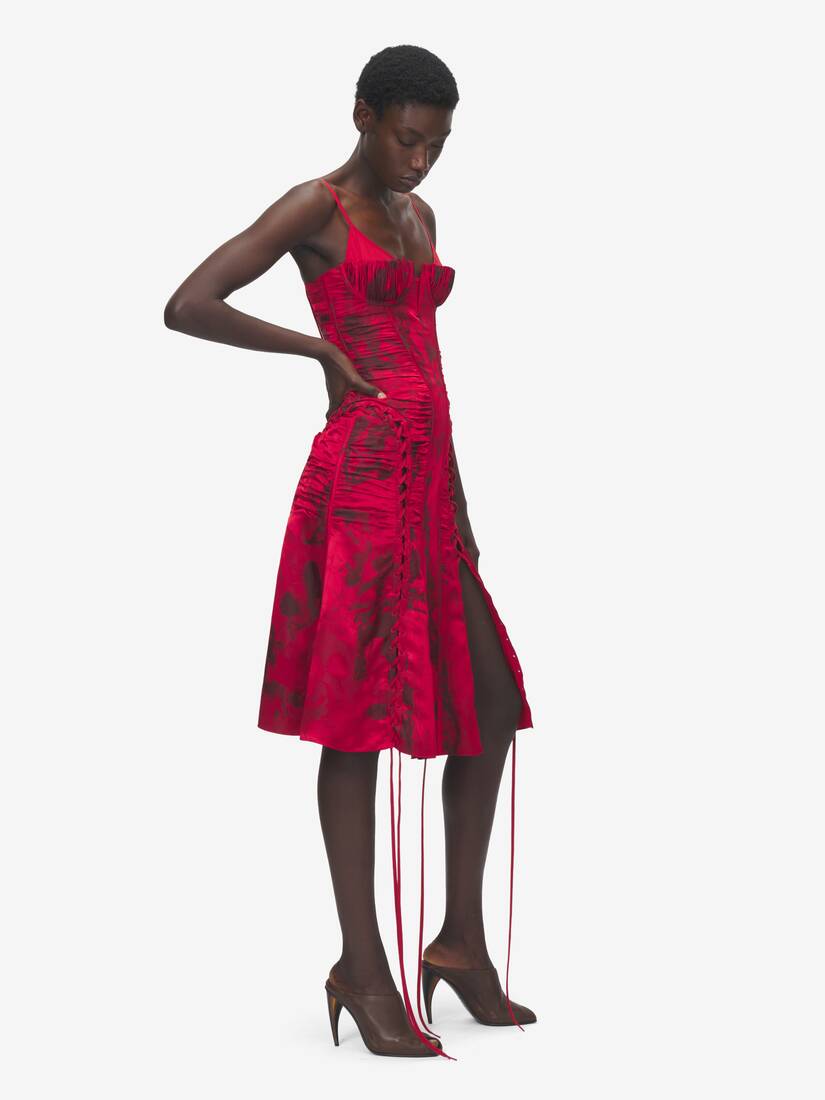 Alexander McQueen 花卉提花束腰连衣裙