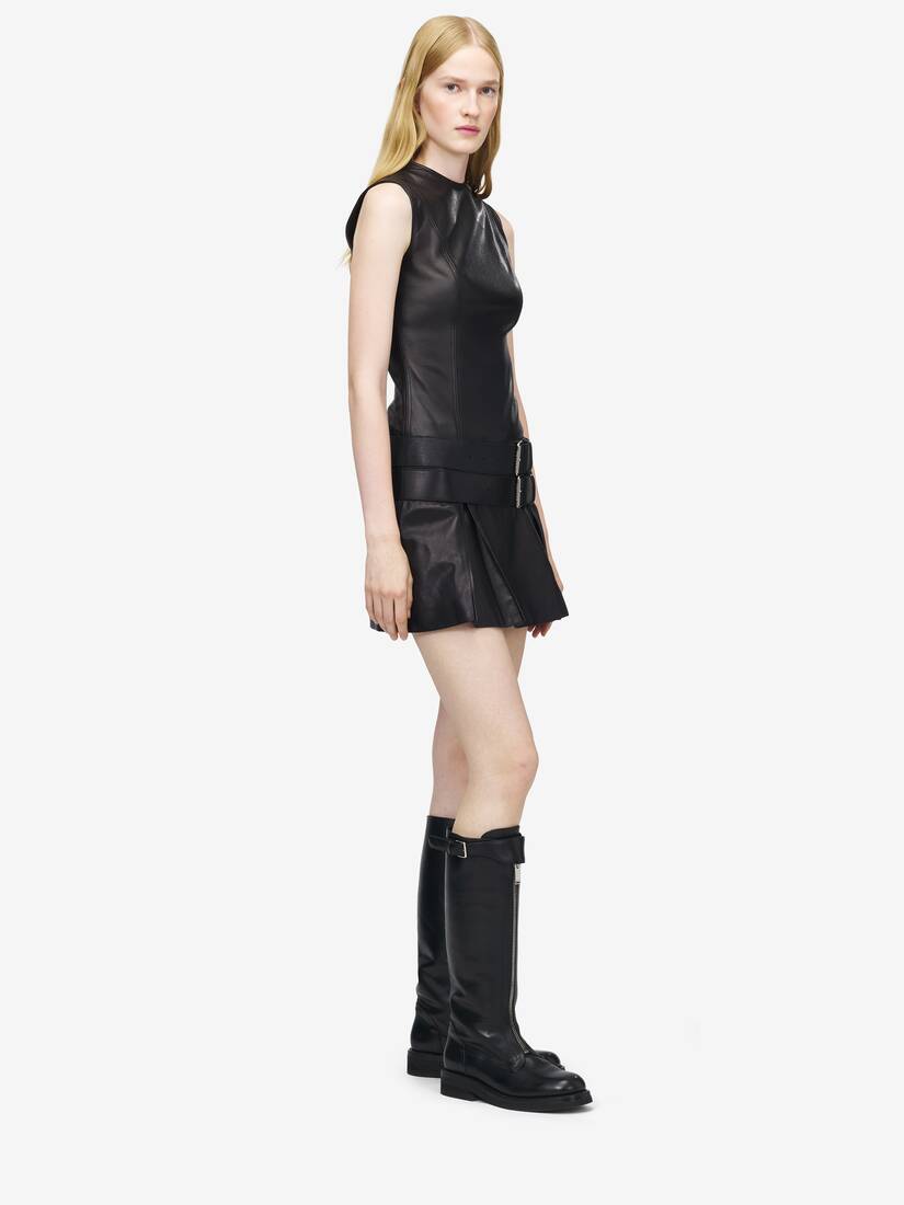 Alexander McQueen 皮革双腰带迷你连衣裙