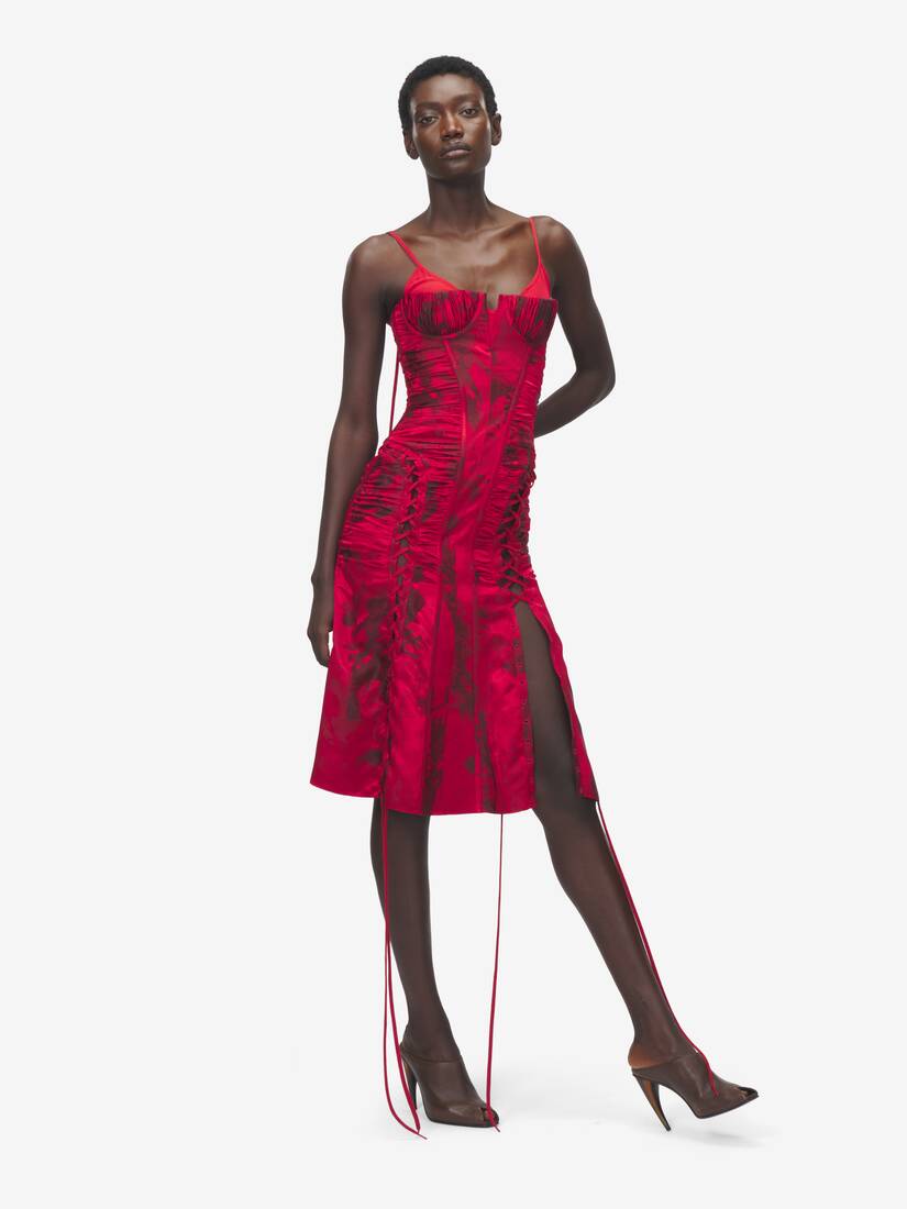 Alexander McQueen 花卉提花束腰连衣裙