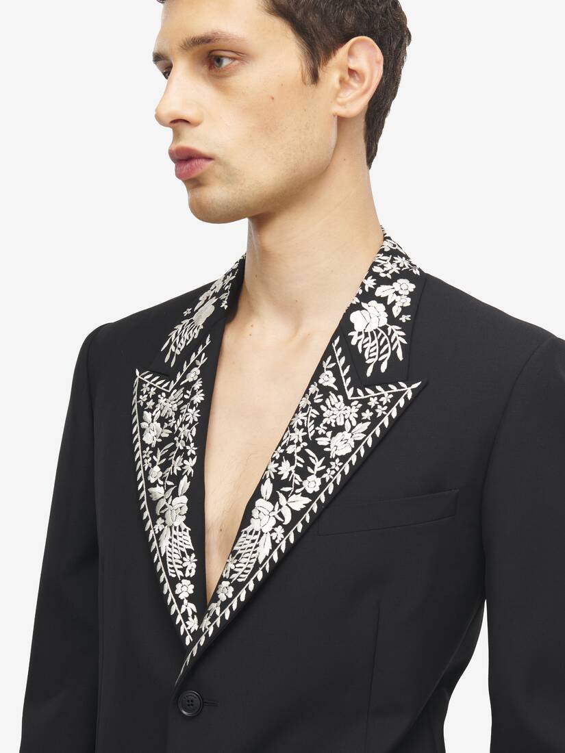 Alexander McQueen 花卉刺绣双排扣夹克