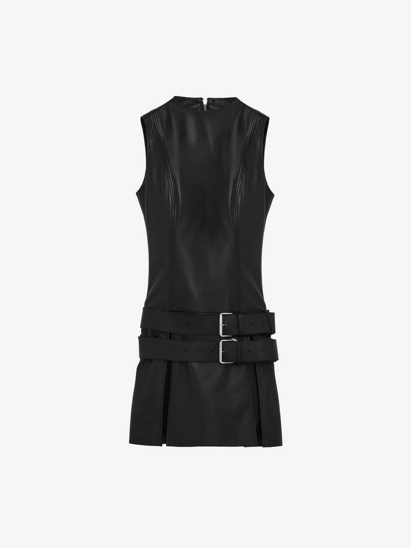 Alexander McQueen 皮革双腰带迷你连衣裙