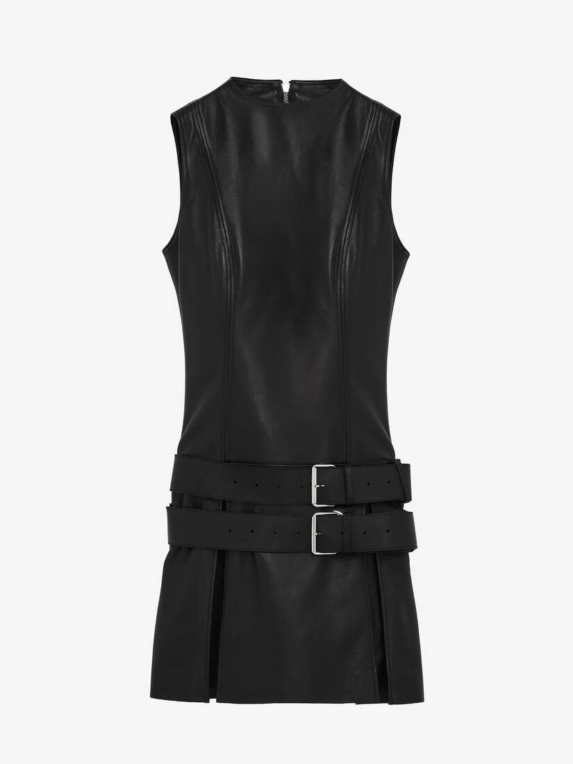 Alexander McQueen 皮革双腰带迷你连衣裙