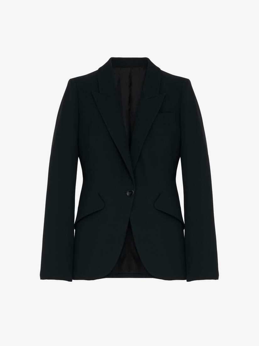 Alexander McQueen 高垫肩树叶绉绸夹克