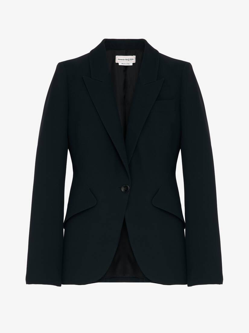Alexander McQueen 高垫肩树叶绉绸夹克
