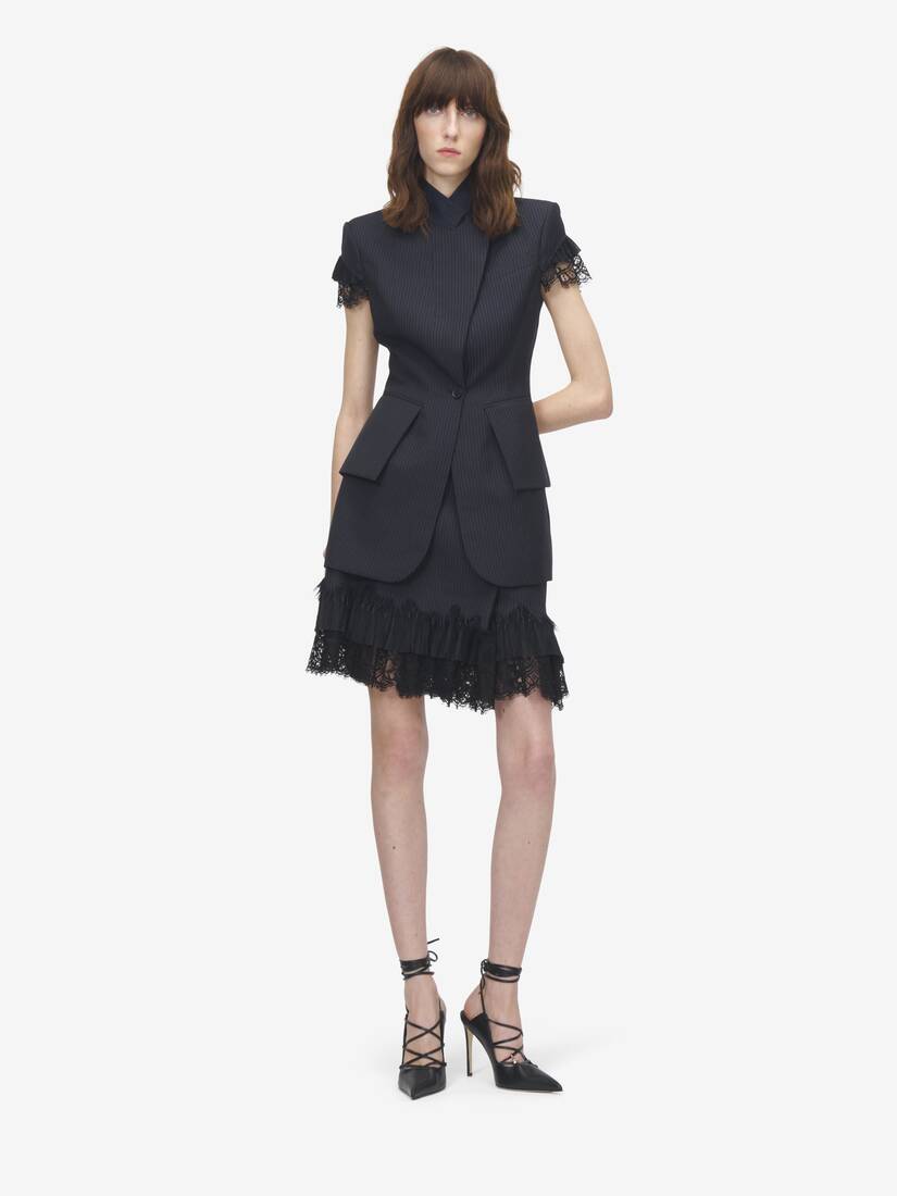 Alexander McQueen 细条纹裹身迷你裙