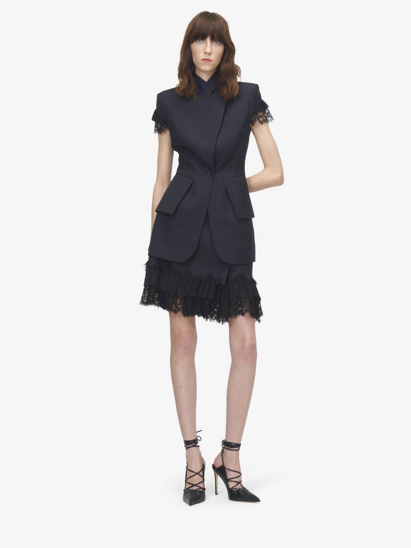 Alexander McQueen 细条纹裹身迷你裙