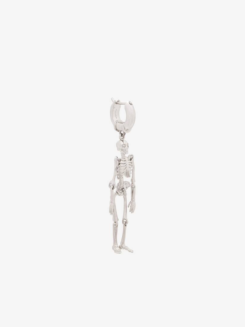 McQueen男士银色饰面Dancing Skeleton耳环