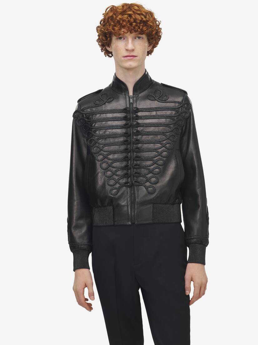Alexander McQueen 盘扣风格刺绣皮革夹克