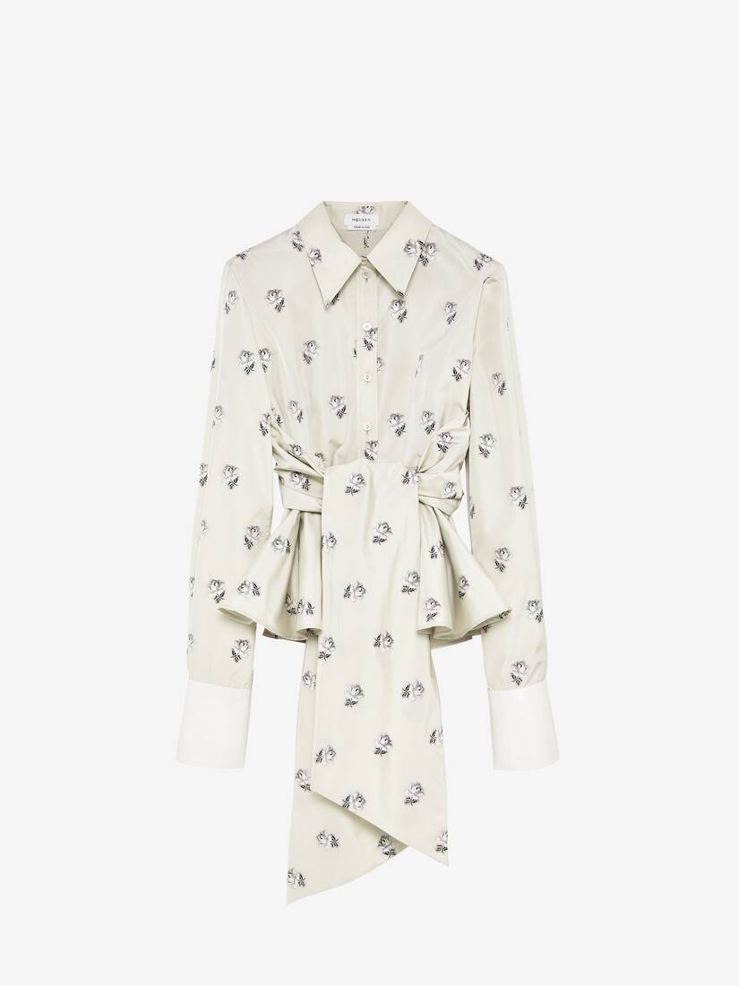 Alexander McQueen 塔夫绸玫瑰提花自系式衬衫