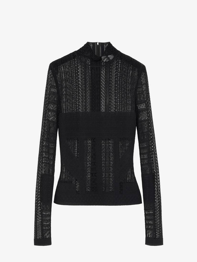 Alexander McQueen 粘胶纤维针织蕾丝上衣