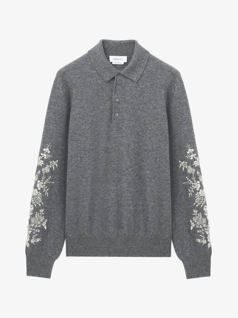 Alexander McQueen 花卉刺绣Polo衫