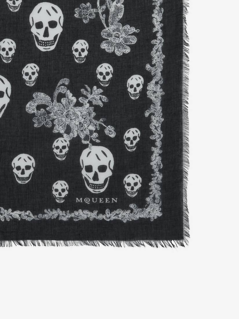 Alexander McQueen 蕾丝肋骨Skull丝巾