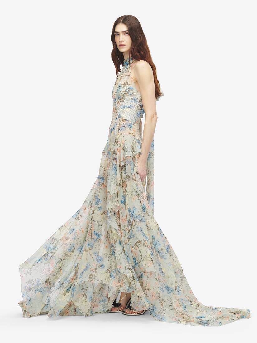 Alexander McQueen 壁纸花卉晚宴连衣裙