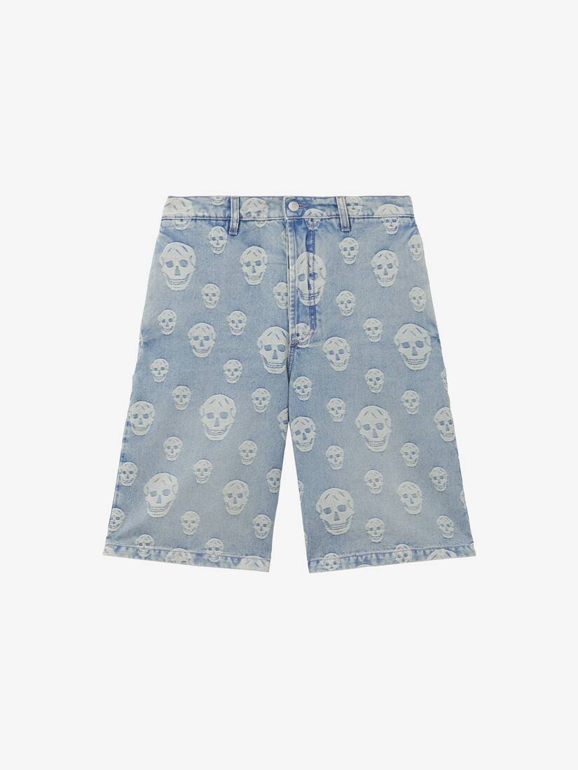 Alexander McQueen Skull提花牛仔短裤