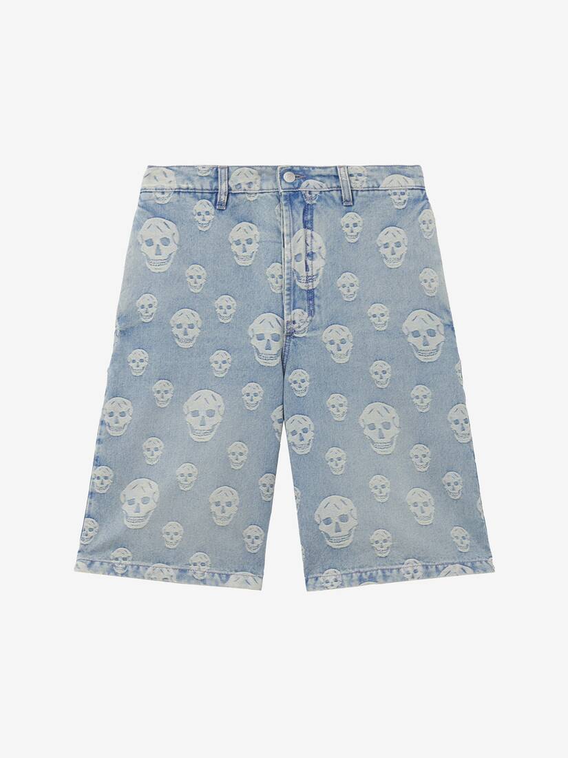Alexander McQueen Skull提花牛仔短裤