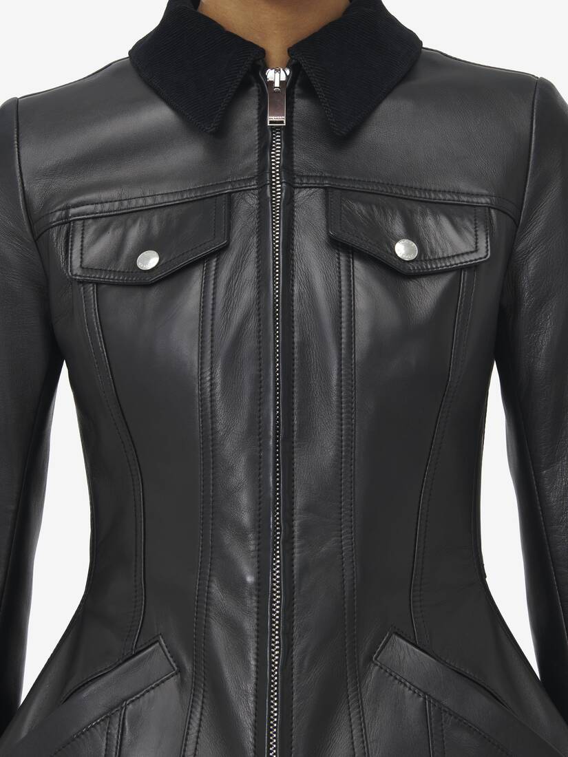 Alexander McQueen 收腰皮革夹克