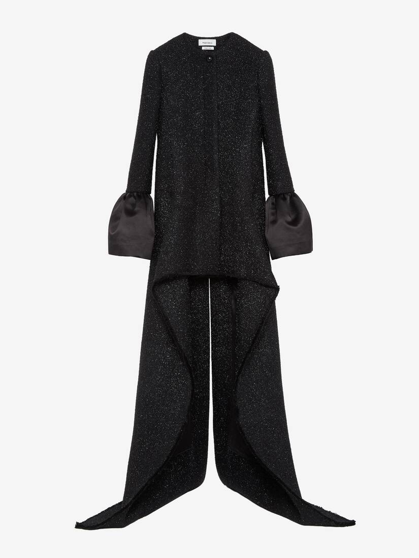 Alexander McQueen 金属感粗花呢前短后长大衣