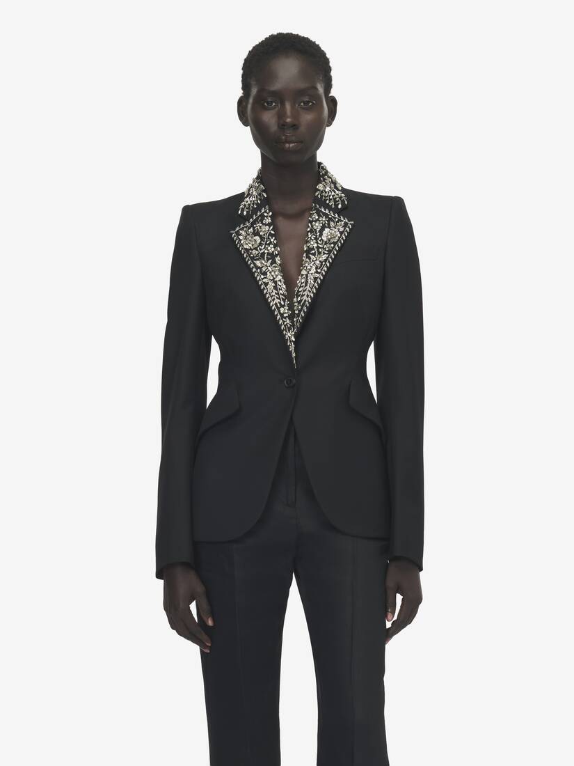 Alexander McQueen 刺绣翻领单排扣夹克