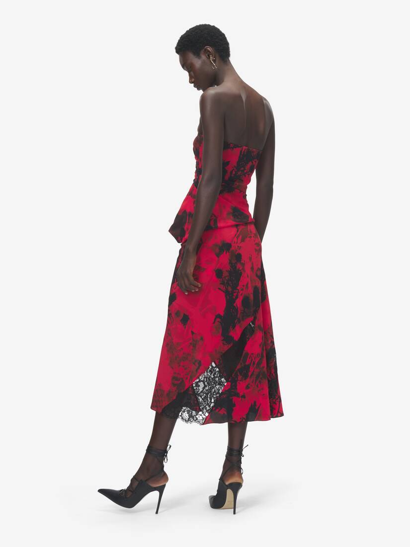 Alexander McQueen 花卉斜裁中长半身裙