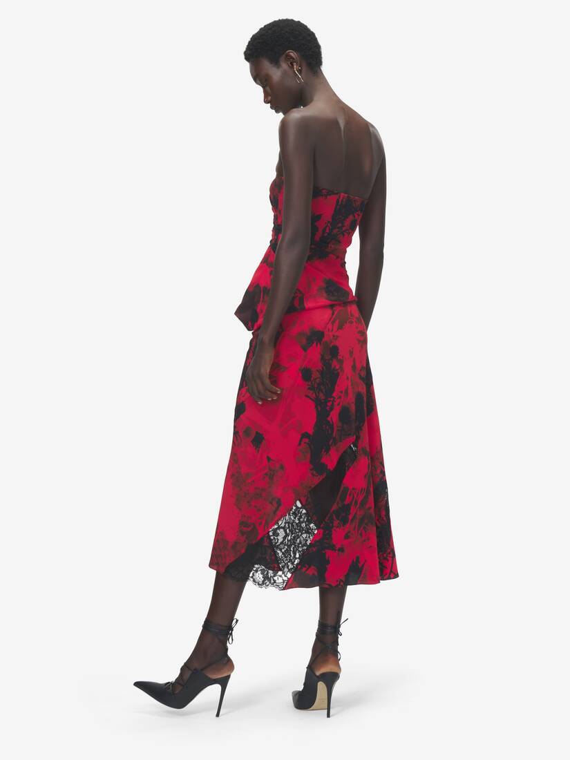 Alexander McQueen 花卉斜裁中长半身裙