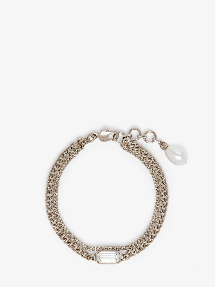 Alexander McQueen Skull & Crystal手链