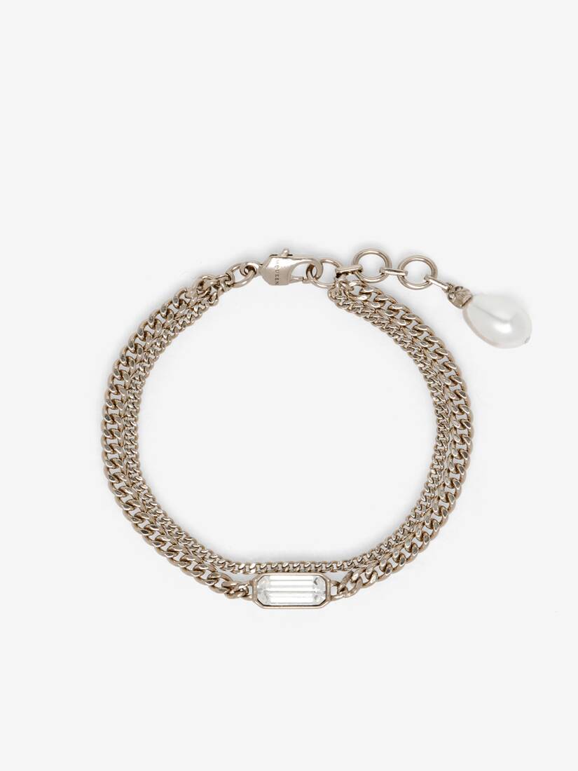 Alexander McQueen Skull & Crystal手链