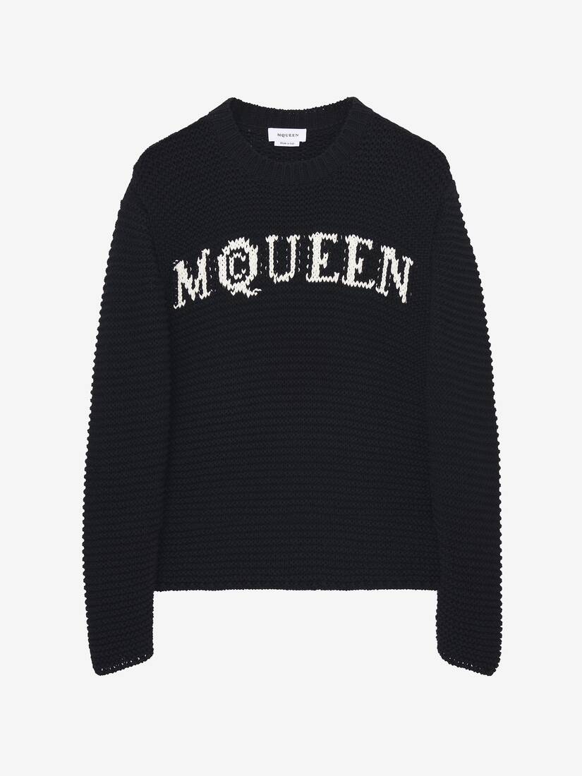 McQueen男士黑色McQueen标志纹理套衫