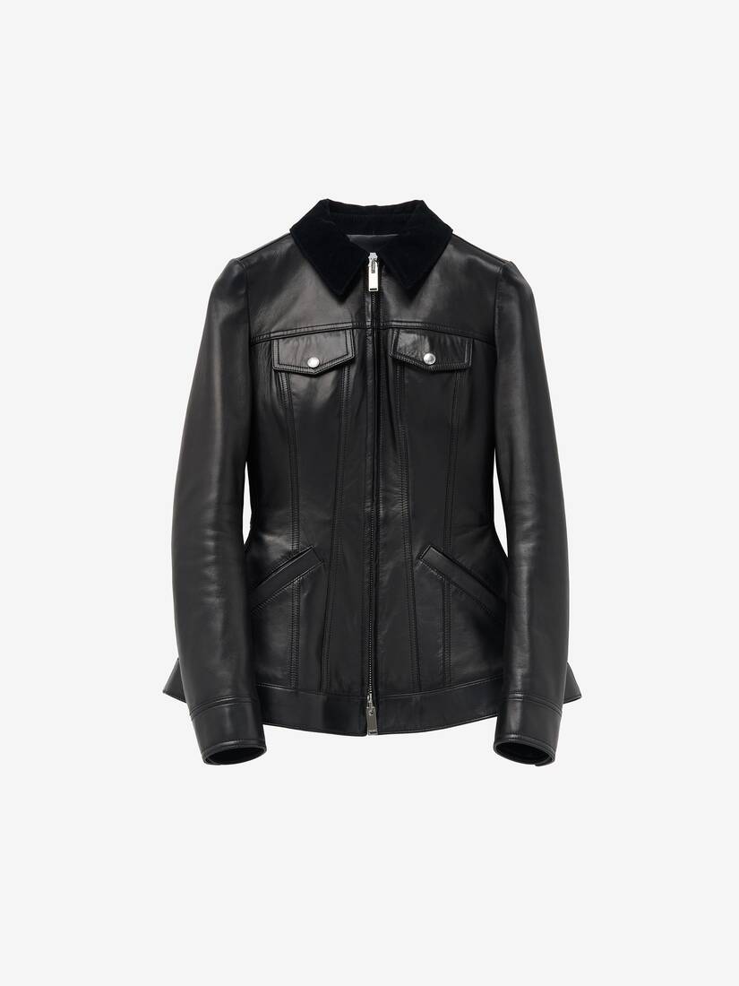 Alexander McQueen 收腰皮革夹克