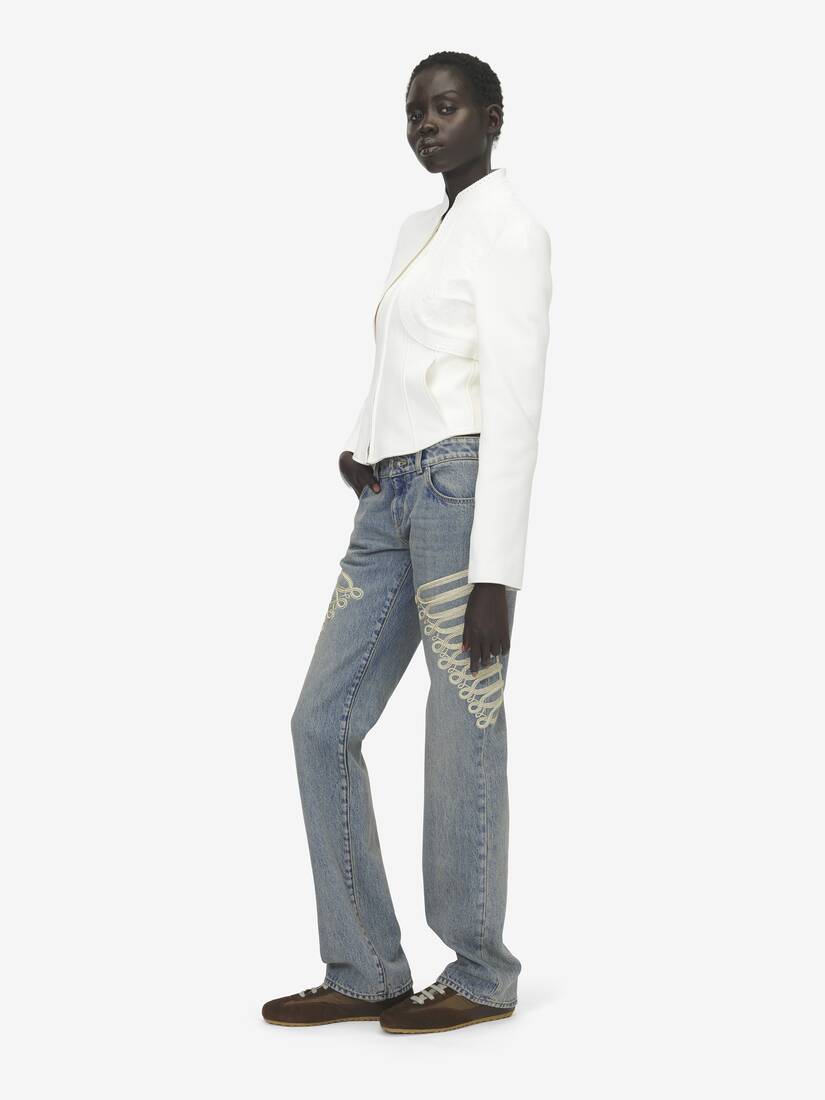 Alexander McQueen 金属感盘扣风格直筒牛仔裤