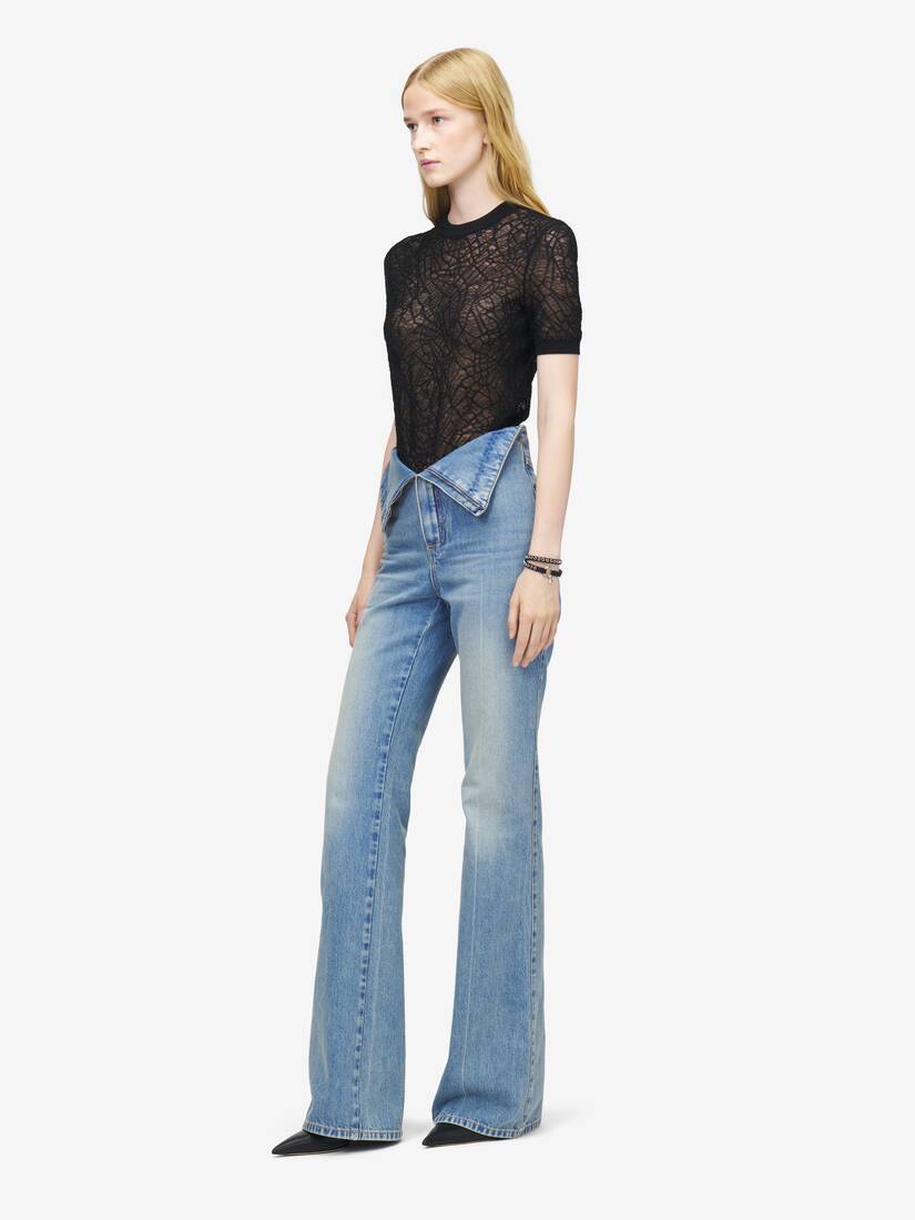 Alexander McQueen 翻腰设计牛仔裤