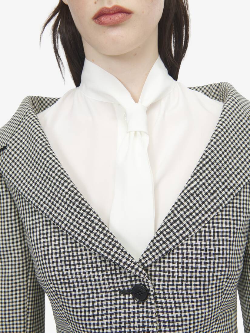 Alexander McQueen 维希格纹露肩背带夹克