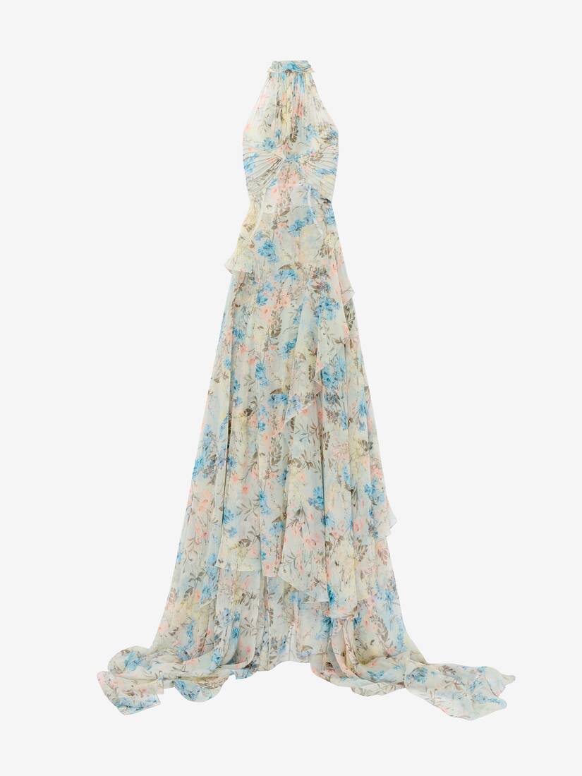 Alexander McQueen 壁纸花卉晚宴连衣裙