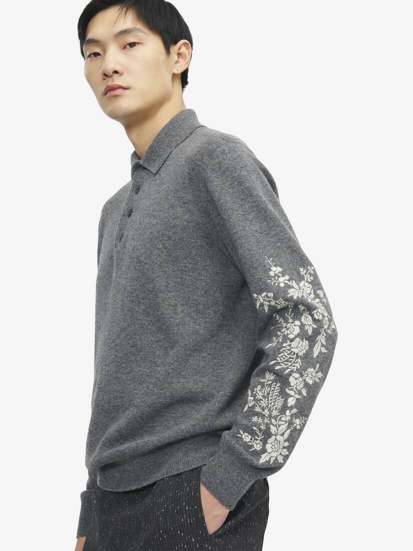 Alexander McQueen 花卉刺绣Polo衫