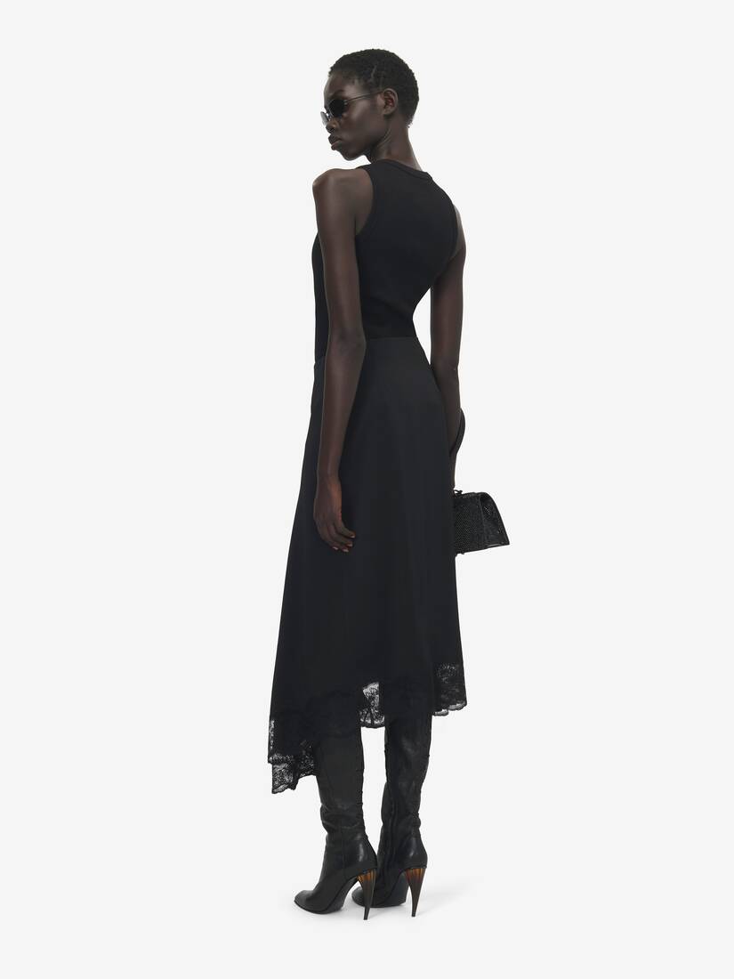 Alexander McQueen 蕾丝下摆不对称中长半身裙