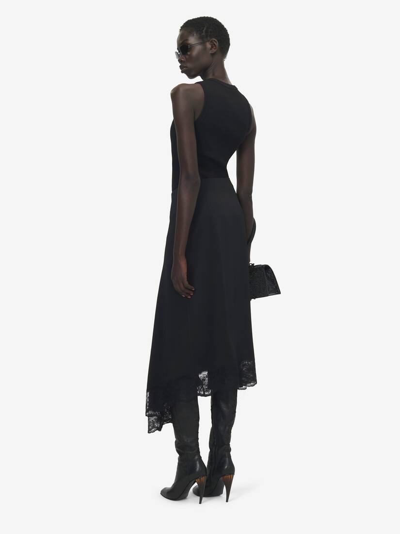Alexander McQueen 蕾丝下摆不对称中长半身裙